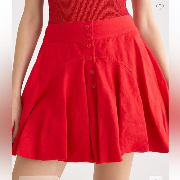 J. Crew Button Up Mini Skirt in Linen Vintage Red Size 0 BY898 New - Picture 3 of 6